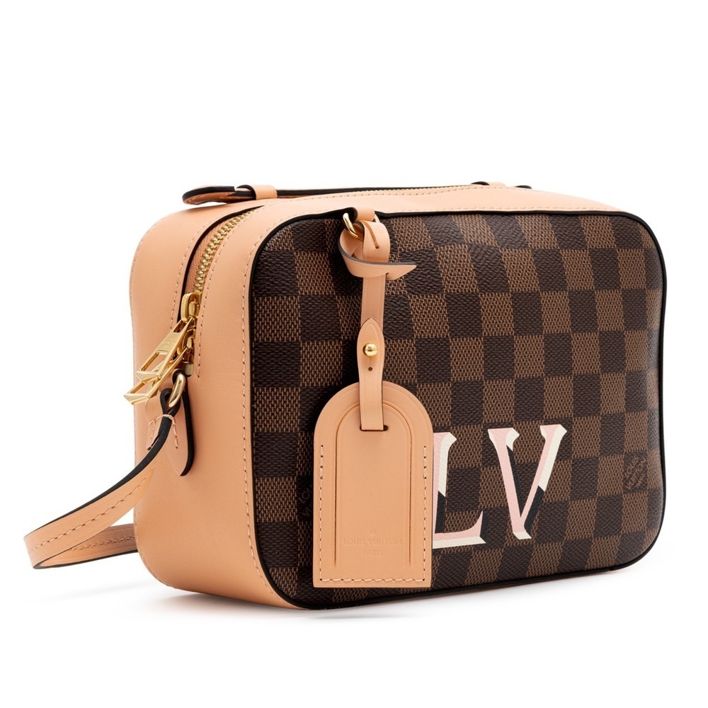 Louis Vuitton Brown Damier Ebene Canvas and Pink Leather Santa Monica Camera Bag - Picture 15 of 16